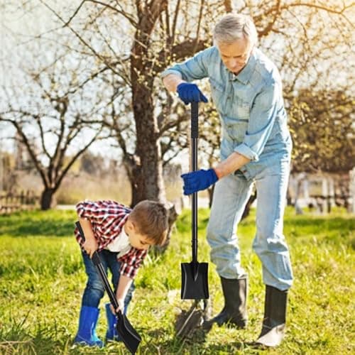 Small Square Shovel for Digging with Metal Handle, 43.3 Inch Heavy Duty Small Shovel, Trench Shovels Ideal for Digging Gardening Trenching Camping Planting Transferring, Black 7