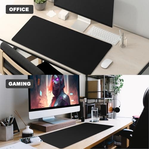 Large Mouse Pad, Desk Mat Office Desk Pad Gaming Mouse Pad with Stitched Edges, 31.5" x 15.7" Mousepad with Non-Slip Waterproof Rubber Base for PC Laptop Desk Home Office Accessories, Black 7