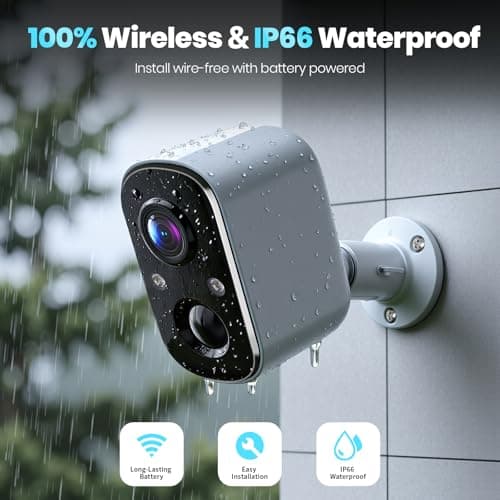 Techage Security Cameras Wireless Outdoor, 2K Battery Powered Cameras for Home Security with AI Motion Detection, 2.4G WiFi, Color Night Vision, 2-Way Talk, IP66 Waterproof, Cloud/SD Storage 2 Pack 4