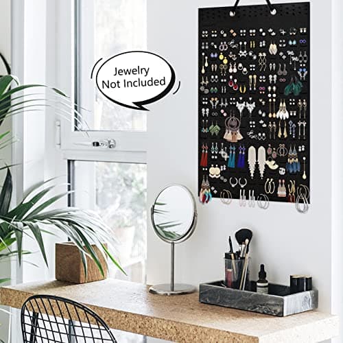 AinsListy Earring Organizer Hanging Earring Holder, Holds Up To 330 Pairs, Soft Felt Wall Mount Earring Display Holder Stud Earrings Organizer for Women Girls - 1 Pack (Include Metal Hook and Rope) 6