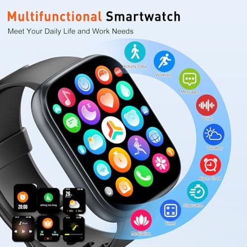 2025 Smart Watch for Men Women, 1.95" HD Touchscreen Fitness Tracker with Bluetooth Calling, Fitness Watch with 110+ Sports Modes/Heart Rate/Sleep Monitor, IP68 Waterproof Smartwatch for Android iOS 6