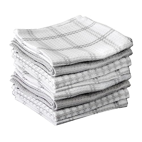 T-Fal Premium Waffle Dish Cloths: Highly Absorbent, Super Soft Long Lasting - 100% Cotton, 12"x13" Towel for Cleaning & Drying, (8-Pack), Gray