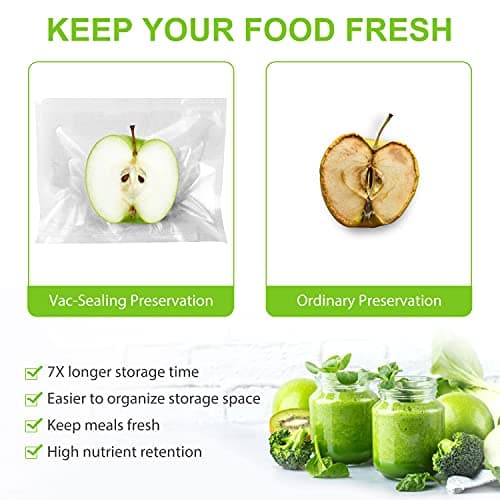 KOIOS Vacuum Sealer Machine, 90Kpa Automatic Food Sealer with Cutter, 8-in-1 Food Vacuum Machine, Pulse Function, Dry&Moist Modes, Compact Design, LED Indicator Lights, 10pcs bags included, Silver 5