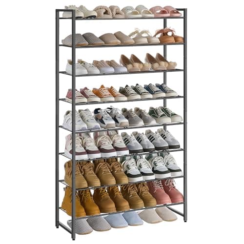 Nunsino Shoe Rack for Closet, Metal Shoe Organizer, 8 Tier Garage Shoe Rack Max Holds 40 Pairs,Shoe Storage Shelf,Entryway, Black