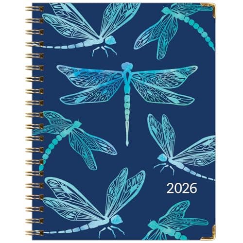 HARDCOVER 2026 Planner, 8.5"x11": 14 Months (November 2025 - December 2026), Daily Weekly Monthly Planner, Yearly Agenda, Bookmark, Pocket Folder and Sticky Note Set (Dragonflies) 8