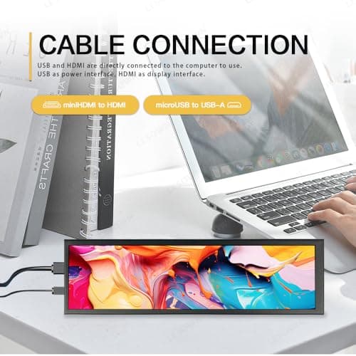 LESOWN 8.8 inch Monitor PC Case Temperature Display mini Ultra Wide Secondary Screen Long Stretched Bar Display AIDA64 PC Sensor Panel 1920x480 Small Temp Monitor for RPi CPU Monitoring 5
