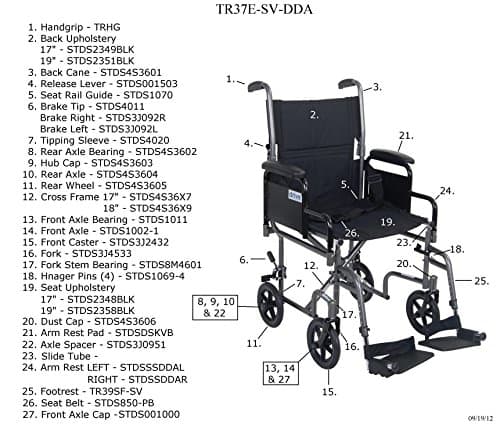 Drive Medical TR39E-SV Lightweight Folding Transport Wheelchair with Swing-Away Footrest, Silver 9