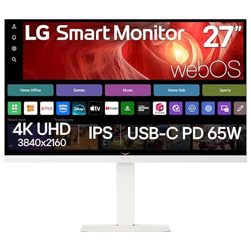 LG 27U730SA-W 27-Inch Smart 4K UHD (3840 x 2160) IPS Computer Monitor, HDR10, Built-in Speaker, Screen Share, Bluetooth, Remote Control, HDMI, USB Type-C PD 65W, Tilt/Height/Swivel/Pivot Stand, White