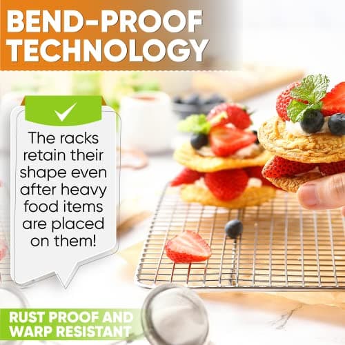 Spring Chef 10" x 15" Stainless Steel Cooling Racks for Baking - Oven Safe - Cookie Racks for Cooling Cookies - Fits Jelly Roll Pan - Perfect for Grilling, Roasting, Cooking, Drying - Set of 2 6