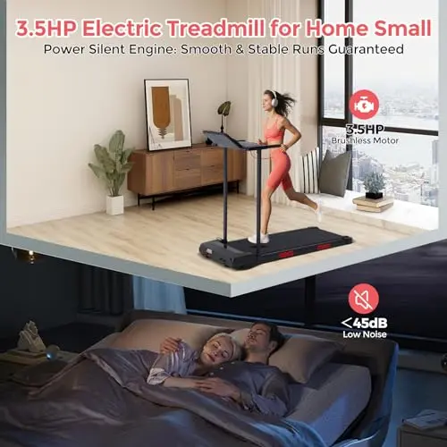 Walking Pad Treadmill with Handle Bar, 3.5HP Compact Electric Walking Pads Treadmills with Handles for Home Apartment Small, 0.6-10MPH Portable Small Treadmill Home, 400LBS Capacity 7