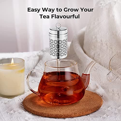 2 Pack Reinmoson Tea Strainers for Loose Tea, Extra Fine Mesh Tea Infuser, 304 Stainless Steel & Updated Slim Threaded Lid, Loose Leaf Tea Steeper for Black Tea, Rooibos, etc 8