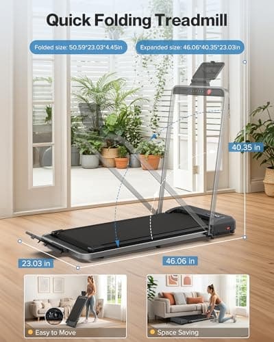 WELLFIT Walking Pad with 10% Incline, Folding Treadmill for Home and Office, 3.0 HP Portable Walking Pad Treadmill with Handle Bar, APP & Remote Control, 320 lbs Capacity 7
