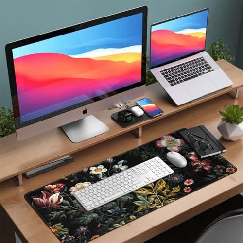 HAOCOO ​​Vintage Aesthetic​​ Floral Plant Desk Mat, Desk Matt for Desktop, Large Mouse Pad Drom Decor, Keyboard Mats for Desk, Computer Desk Cover Mat for Office, Home and School Accessories 7