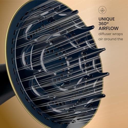 Curlsmith Defrizzion Hair Dryer - for Curly Hair w/Extra Large 8" Diffuser for Fast Drying, 2 Speeds, 3 Heat Settings, Sustained Cool Setting with Minimal Heat Impact 5