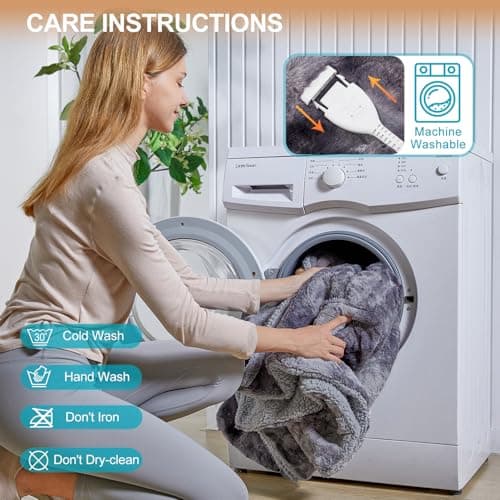 Dowin Electric Blanket Queen Size, Faux Fur Heated Blanket with Dual Controller 84"x 90",5 Heating Settings and 10Hrs Auto-Off Warming Throw Blankets,Grey 6