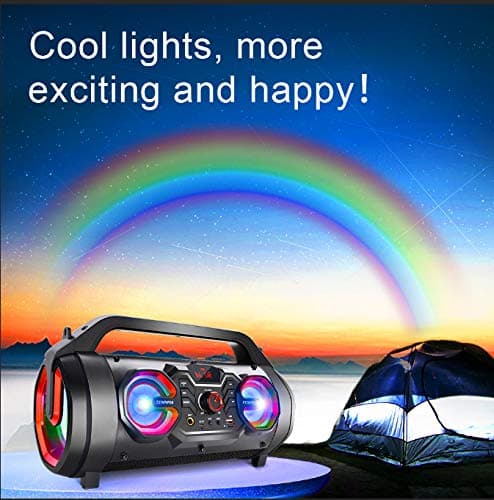 Portable Bluetooth Speaker with Subwoofer, Wireless Speakers with Booming Bass, FM Radio, RGB Lights, EQ, Stereo Sound, 10H Playtime, 30W Loud Speaker for Home, Outdoor, Party, Travel, Camping, Gifts 8