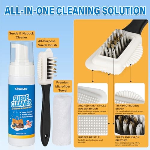 Suede Cleaner Kit – 6.76 Oz Suede & Nubuck Shoe Cleaner with Brush & Towel – Cleans & Restores Shoes, Boots, Jackets, Bags, Purses & More 6