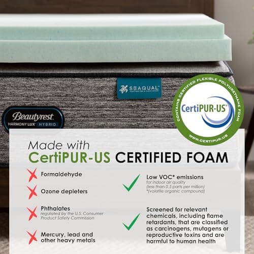 Beautyrest Cool Wave Convoluted Pressure-Relieving Memory Foam Mattress Topper, King, 2-Inch, Blue 7