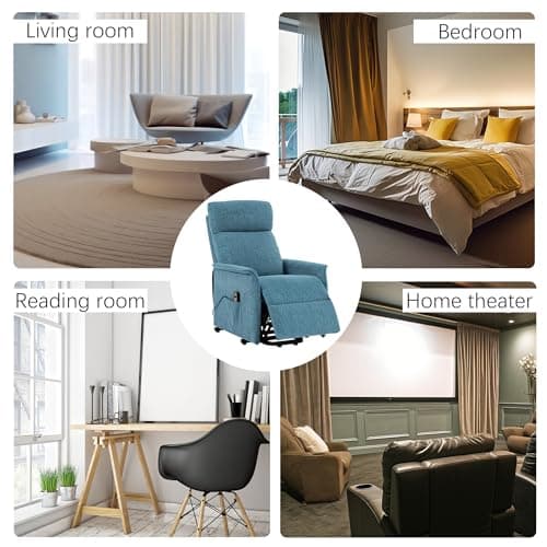 Ketaiyou Rocker Swivel Recliner Chair for Adults, Overstuffed Large Manual Recliner Glider with Massage and Heat, Comfy Soft Fabric Living Room Reclining Sofa Chair (Navy Blue) 8