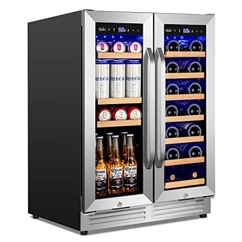 Wine and Beverage Refrigerator Upgraded, 24 Inch Beverage Refrigerator Cooler Dual Zone with Glass Door, Under Counter or Freestanding Beverage Fridge with Large Capacity, Advanced Cooling System 9