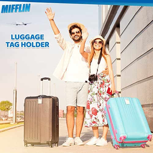 Mifflin-USA Luggage Tags with Transparent Loops (Clear, 10 Pack), Waterproof Travel Bag Identifiers with Straps, Resealable Suitcase Tag Holders 7