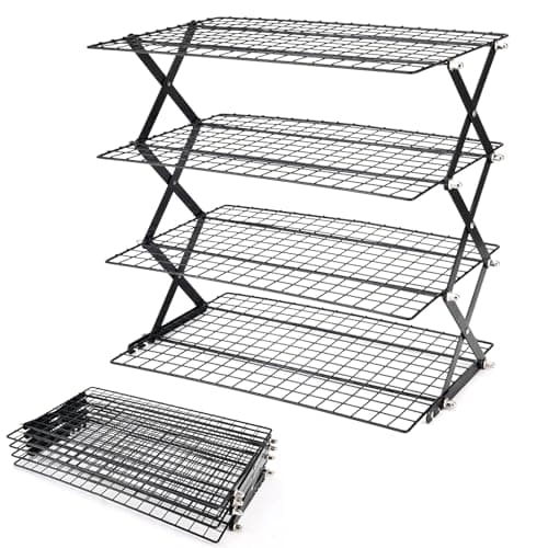 2/3/4-Tier collapsible cooling rack for baking,Folding Cooling Grid,Adjustable Stackable Roasting Cooking Drying Wire Cooling Rack for Cookies Baking