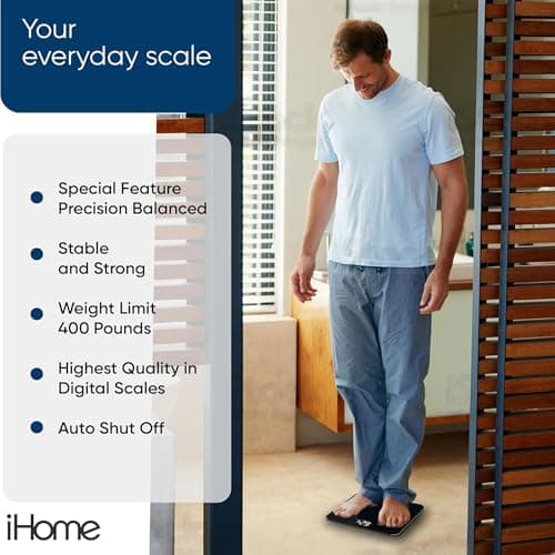 iHome Digital Scale, Bathroom Scale, Batteries Included, Scale Body Weight, Weight Scale, Bathroom Scales for Weight, Digital Scales for Body Weight (Black) 7