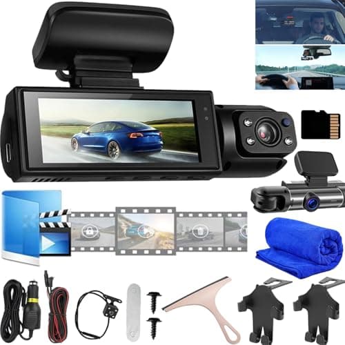 Vigil Dash Cam, Vigil Dash Camera, Front and Rear Upgrade, 1080p Night Vision Car Driving Recorder, 24H Parking Mode, 32G Memory Card (DashCam+32G Memory Card)