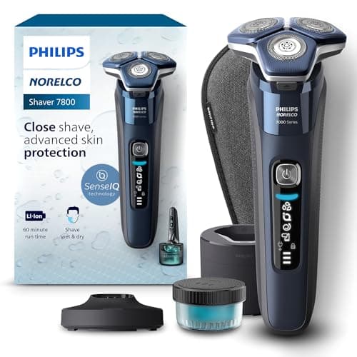 Philips Norelco Shaver 7800, Rechargeable Wet & Dry Electric Shaver with SenseIQ Technology, Quick Clean Pod, Charging Stand, Travel Case and Pop-up Trimmer, S7885/85