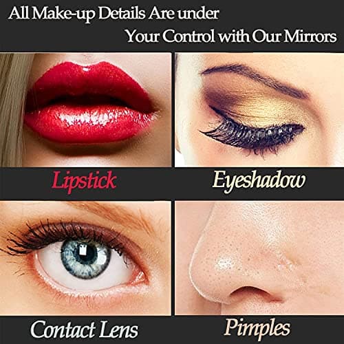 LilyHome Vanity/Makeup Mirror with Lights,10X Magnification,Large Hollywood Lighted Vanity Mirror with 15 Dimmable LED Bulbs,3 Color Modes,Touch Control for Bedroom,Tabletop or Wall-Mounted 7