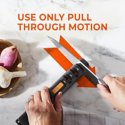 5 Precision Adjust Knife Sharpener- 3-Stage Premium Kitchen Knife Sharpener to Repair, Restore & Polish Blades by Sharp Pebble 5