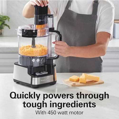 Hamilton Beach Stack & Snap Food Processor and Vegetable Chopper, BPA Free, Stainless Steel Blades, 12 Cup Bowl, 2-Speed 450 Watt Motor, Black (70725A) 6