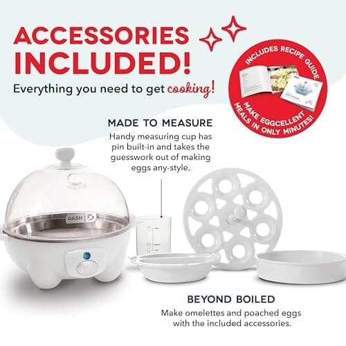 Dash Rapid Egg Cooker - Boiler, Poacher & Steamer - Includes Measuring & Recipe Guide - Dishwasher Safe - Holds 7 Eggs, White 5