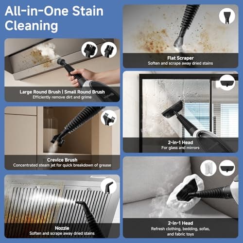 SIMPLUS Steam Mop, 8-in-1 Steam Cleaner, 17S Heat Up, Floor Steamer Double-Sided Flip Design, Suitable for Kitchen, Bathroom, Wood Floor, Tile, Windows, Clothes, Whole Home Cleaning 7