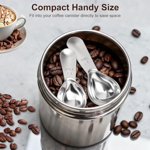 2Pcs Coffee Scoops, Premium 18/8 Stainless Steel Coffee Spoons, Set of 2 Short Handled (1 Tablespoon & 2 Tablespoon) Coffee Measuring Spoon for Ground Coffee, Tea and Powder by ES NATAURA 5