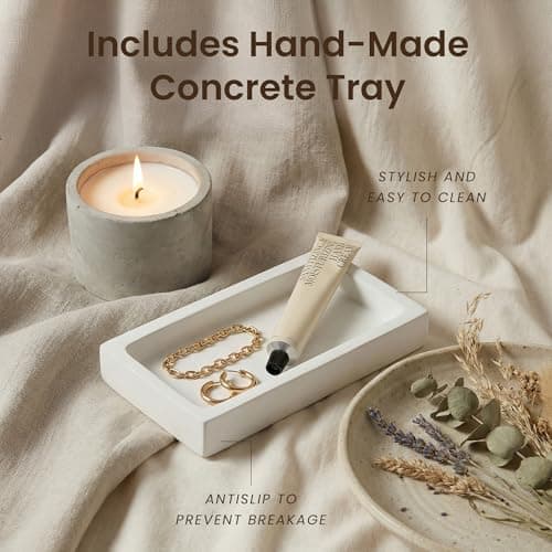 MaisoNovo Bathroom Soap Dispenser Set - Soap and Lotion Dispenser Set with White Soap Dispenser, Black Pumps & Concrete Tray 6