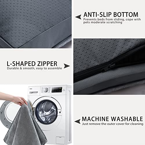 Dog Crate Bed Waterproof Deluxe Plush Dog Beds with Removable Washable Cover Anti-Slip Bottom Pet Sleeping Mattress for Large, Medium, Jumbo, Small Dogs, 35 x 22 inch, Gray 5