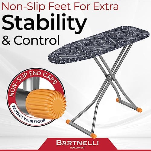 Bartnelli Ironing Board | Space-Saving and Ultimate Iron Board Experience 13x43 | Reinforced Steel Legs, Adjustable Height, 4-Layer Padding, Patent Folding System (BIBT-2110) 5