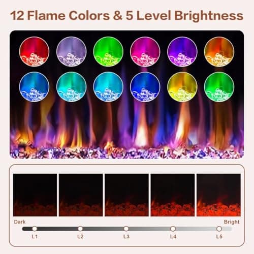 CUOZOVA 41" Electric Fireplace with Mantel, Freestanding Electric Fireplace with 23" Fireplace Insert Heater for Living Room, Remote Control, Fireplace with12 Colors Adjustable Flame, White 6