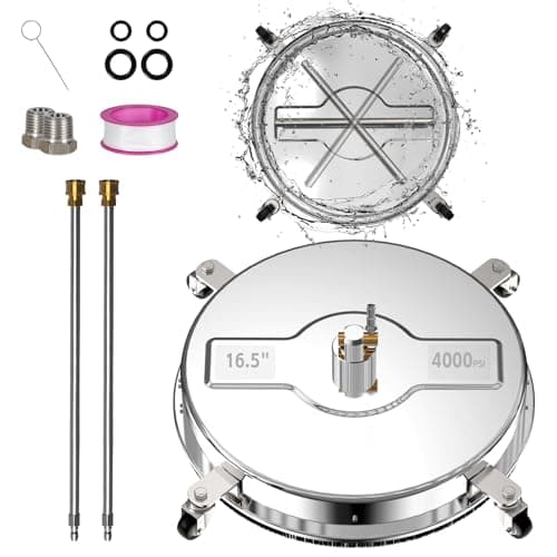 DeerGym 16.5" Pressure Washer Surface Cleaner 1/4" Quick Plug with 4 Wheels Thickened Stainless Steel Surface Cleaner for Pressure Washer Attachment for Concrete, Patio, Sidewalk,Driveways and Deck