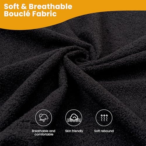 KKL 89 Inches Loveseat Sofa, Comfy Cloud Couch with Deep Seats, 3 Seater Couches for Living Room, Bouclé Fabric, Wood Frame, Easy Assembly, Black 5