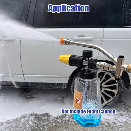 Tool Daily Foam Cannon Dual-Connector Accessory, Pressure Washer Double Tip Attachment for Soap Cannon, 5 Pressure Washer Sprayer Nozzles, 1/4" Quick Connect 6
