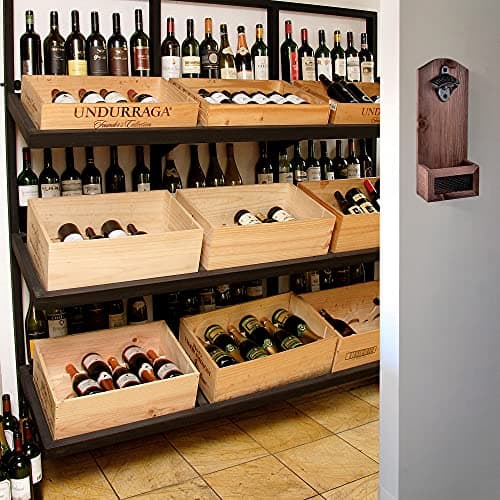 Siveit Wooden Bottle Opener with Cap Collector Catcher, Vintage Wood Wall Mounted Beer Bottle Opener, Ideal Gift for Men and Beer Lovers, Bar Decoration Opener 6