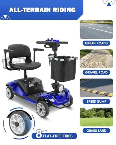 4-Wheel Mobility Scooter with Suspension&Phone Holder,350W Mobility Scooters for Seniors/Adults with Detachable Lithium Battery,330LBS Capacity 18Miles Electric Wheelchair,Front&Rear Basket 6