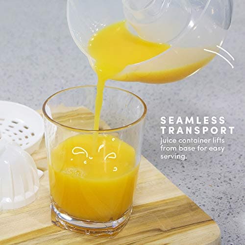 Elite Gourmet ETS-411 BPA-Free 30-Watt Electric Citrus Juicer Extractor: Compact Large Volume Pulp Control Oranges, Lemons, Limes, Grapefruits with Easy Pour Spout, 16 oz, White 5