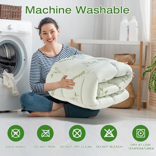 Easthome Mattress Topper Queen Size Viscose Derived from Bamboo, Thick Soft Pillow Top Mattress Pad Cover for Back Pain, Mattress Protector with 8-21 Inch Deep Pocket, White 7