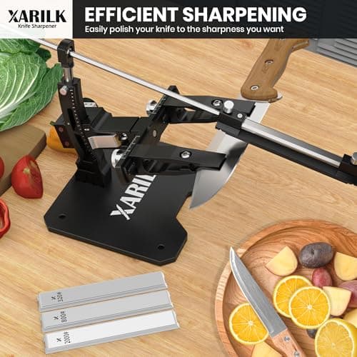 XARILK GEN3 Guided Knife Sharpening System, Aluminium | Professional knife sharpener, Knife Sharpening Kit W / 3 Al Plates Diamond (320#, 800#, 2000#) for For Hunting & Kitchen Knives 6