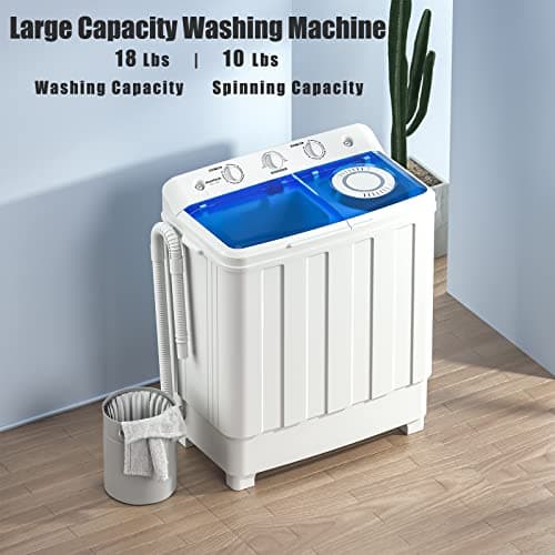 Auertech Portable Washing Machine, 28lbs Twin Tub Washer Mini Compact Laundry Machine with Drain Pump, Semi-automatic 18lbs Washer 10lbs Spinner Combo for Dorms, Apartments, RVs 5