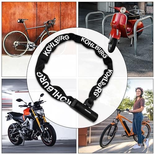 KOHLBURG Security Chain Lock [Sold Secure Gold] – 4ft Long Bike Chain with 4 Keys – Heavy Duty Bike Lock 0.33" – for Bicycle Ebike & Motorcycle – Motorbike & Scooter Anti Theft 7