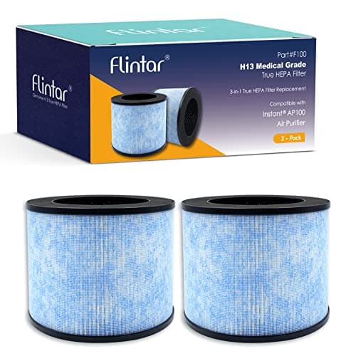 Flintar F100 Replacement Filter, Compatible with Instant AP100 Air Purifier, 3-in-1 H13 Grade Filtration, Part# F100, 2-Pack